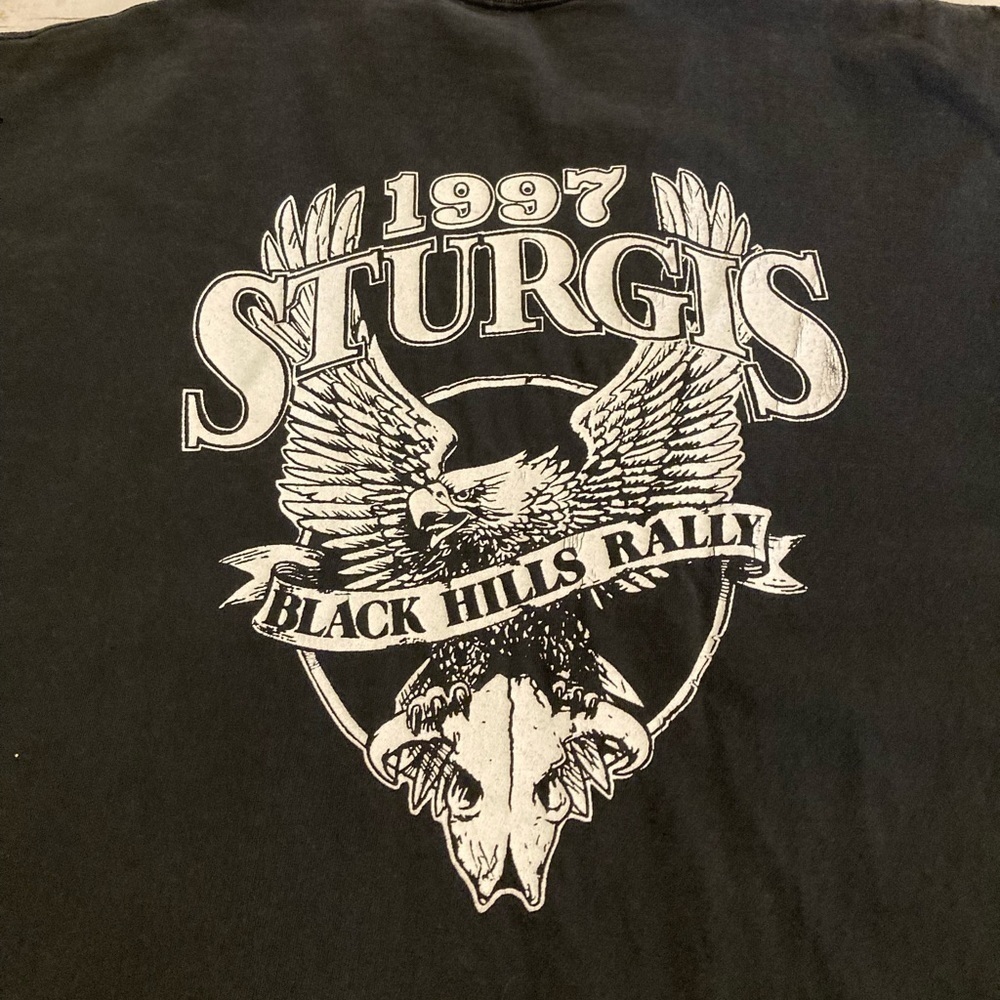 Vintage 1997 3D Emblem Call Of The Road Black Biker Graphic Sturgis T-shirt XXL - Picture 11 of 12